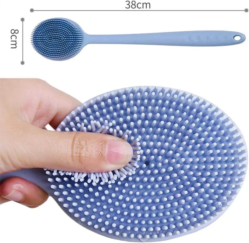 Cepillo de Baño de Silicona Doble Cara con Mango Largo