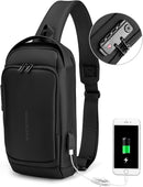 Bolso Cruzado Antirrobo Negro con Puerto USB