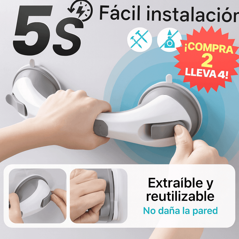 Agarradera de Baño con Ventosa – Seguridad sin Obras